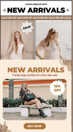 New arrivals marketing content example